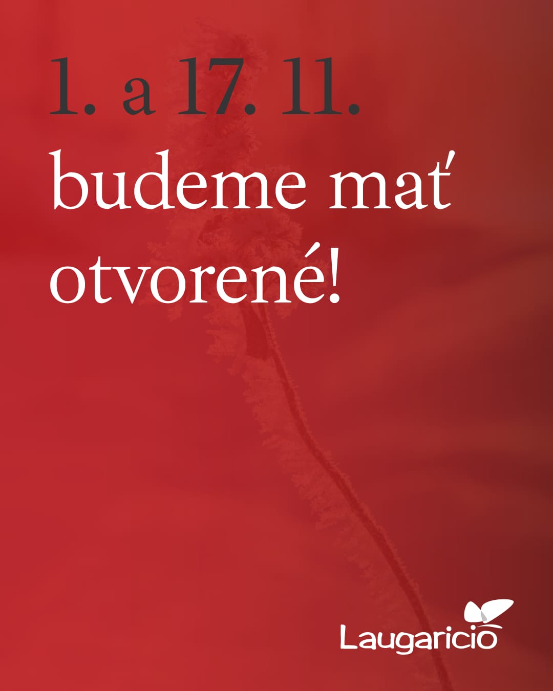 1. a 17. 11. budeme mať otvorené! – OC Laugaricio